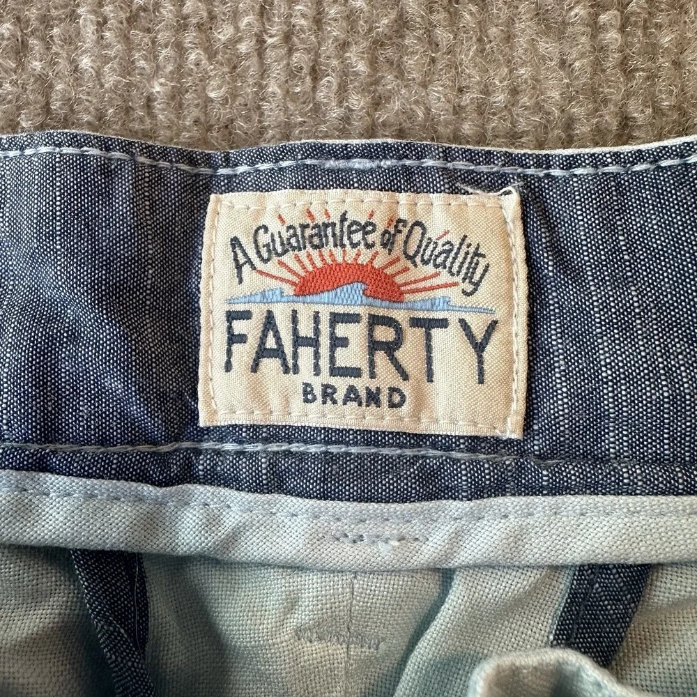 Faherty Shorts Mens 40 Malibu Linen Blend Golf Casual Beige 9